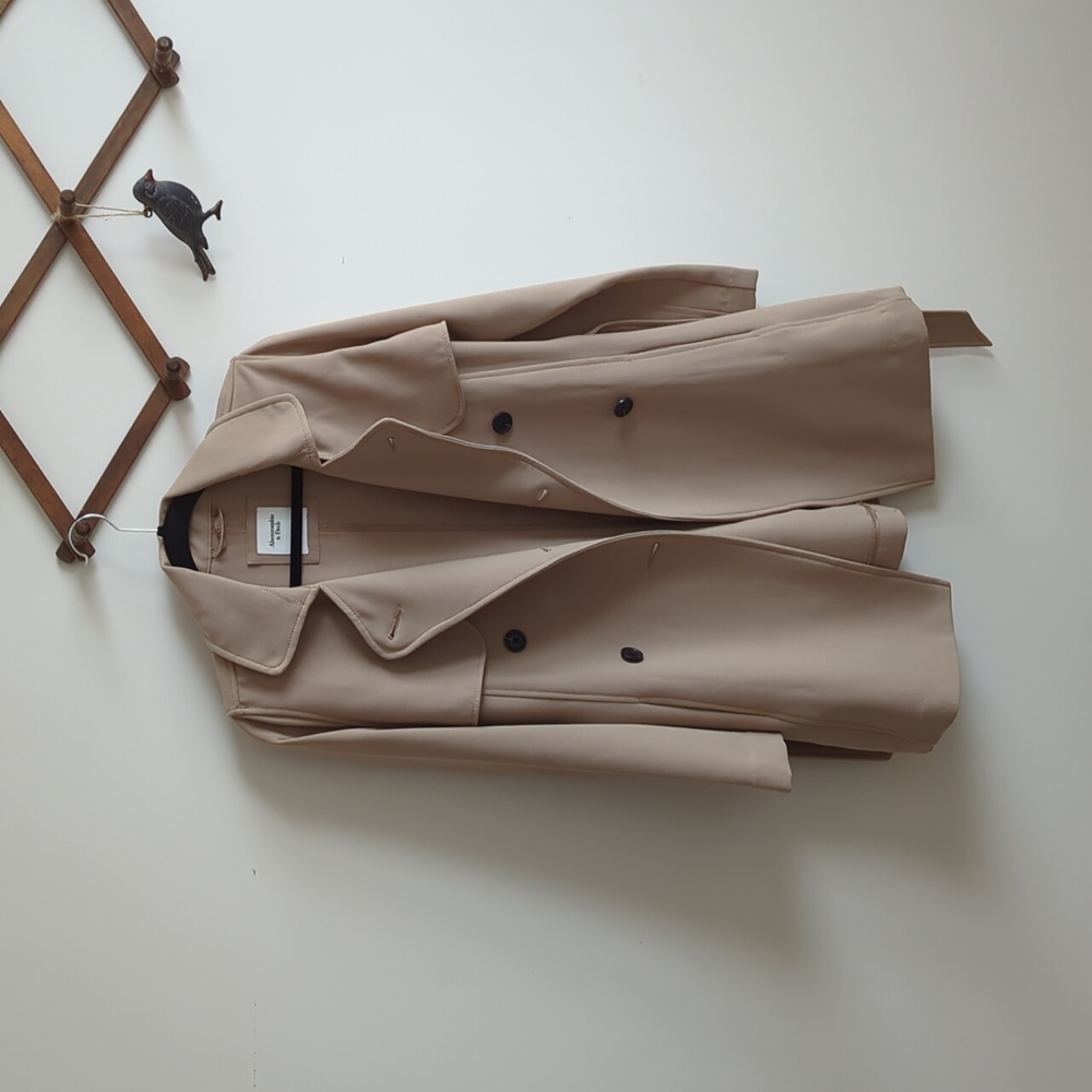 Abercrombie Drapey Trench Coat Light Brown